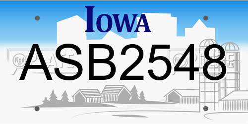 ASB2548 Iowa License Plate
