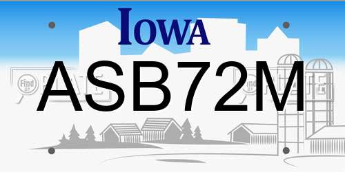 ASB72M Iowa License Plate