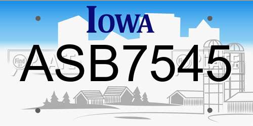 ASB7545 Iowa License Plate