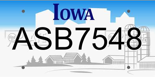 ASB7548 Iowa License Plate