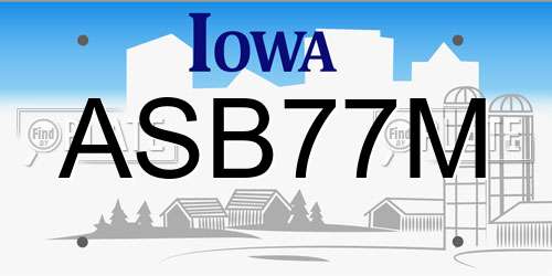 ASB77M Iowa License Plate