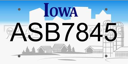 ASB7845 Iowa License Plate