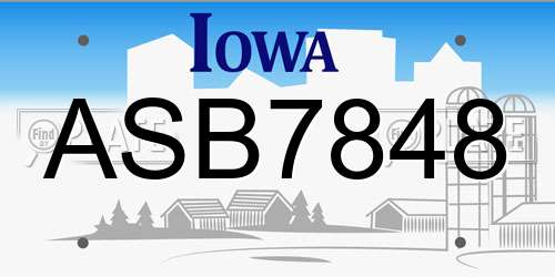 ASB7848 Iowa License Plate