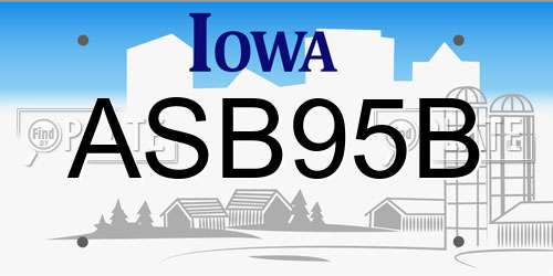 ASB95B Iowa License Plate