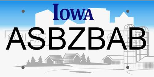 ASBZBAB Iowa License Plate