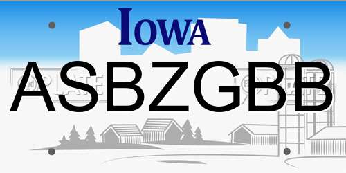 ASBZGBB Iowa License Plate