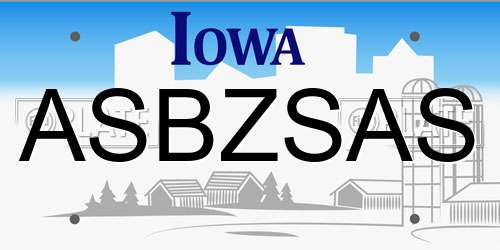 ASBZSAS Iowa License Plate
