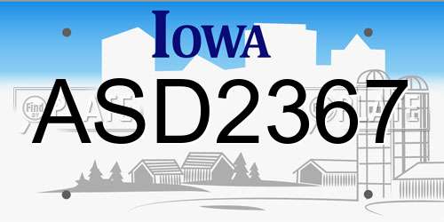 ASD2367 Iowa License Plate