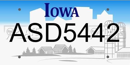 ASD5442 Iowa License Plate