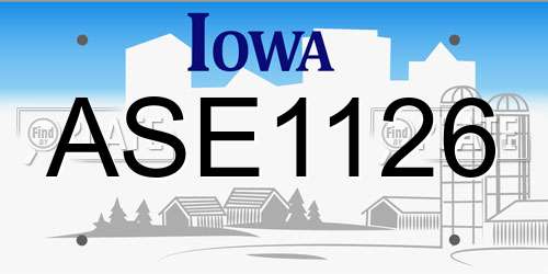 ASE1126 Iowa License Plate