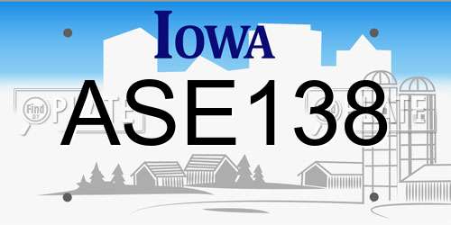 ASE138 Iowa License Plate