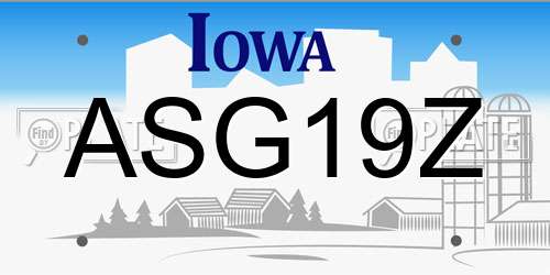 ASG19Z Iowa License Plate