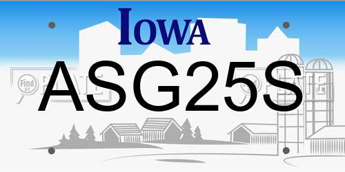 ASG25S Iowa License Plate