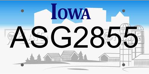 ASG2855 Iowa License Plate
