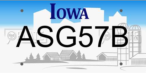 ASG57B Iowa License Plate