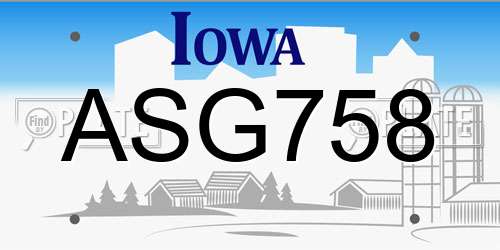 ASG758 Iowa License Plate