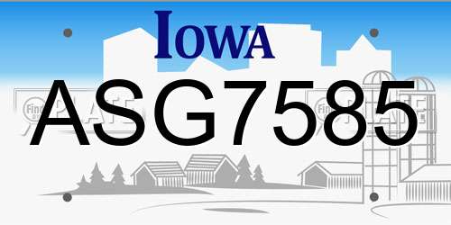 ASG7585 Iowa License Plate