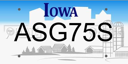 ASG75S Iowa License Plate