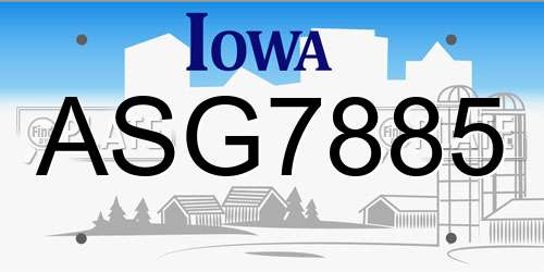 ASG7885 Iowa License Plate