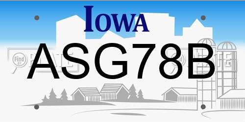 ASG78B Iowa License Plate