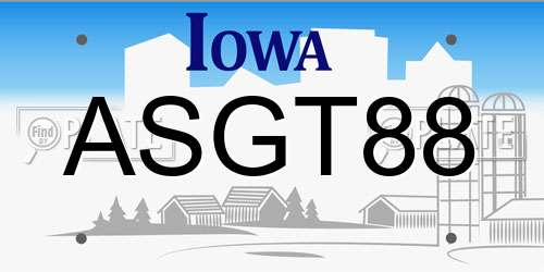 ASGT88 Iowa License Plate