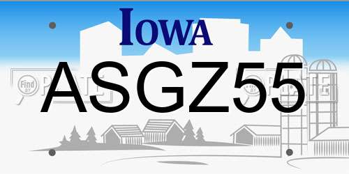 ASGZ55 Iowa License Plate