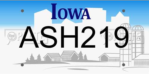 ASH219 Iowa License Plate