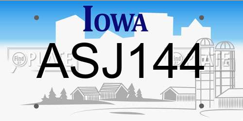 ASJ144 Iowa License Plate