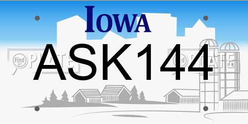 ASK144 Iowa License Plate