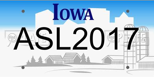 ASL2017 Iowa License Plate