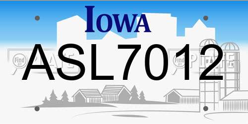 ASL7012 Iowa License Plate