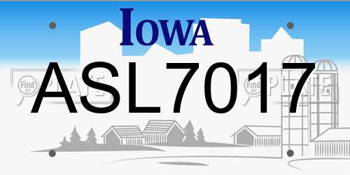 ASL7017 Iowa License Plate
