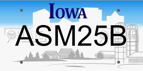 ASM25B Iowa License Plate