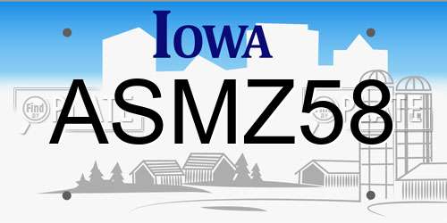 ASMZ58 Iowa License Plate