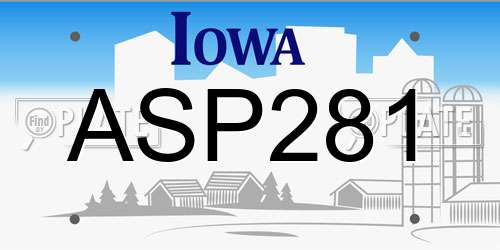 ASP281 Iowa License Plate