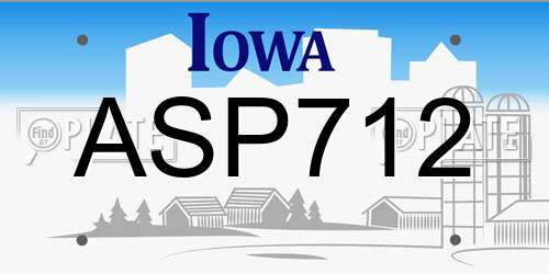 ASP712 Iowa License Plate