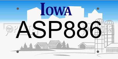 ASP886 Iowa License Plate