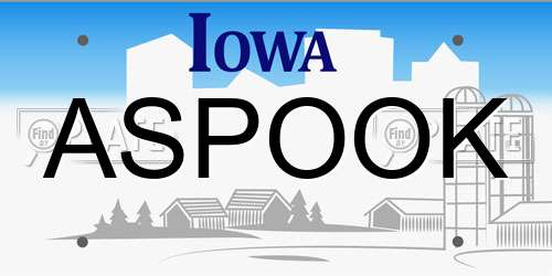 ASPOOK Iowa License Plate