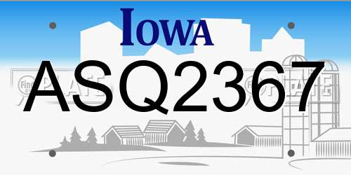 ASQ2367 Iowa License Plate