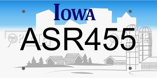 ASR455 Iowa License Plate