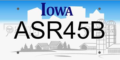 ASR45B Iowa License Plate