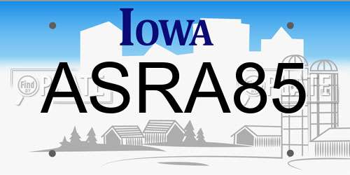 ASRA85 Iowa License Plate