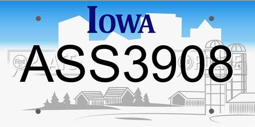 ASS3908 Iowa License Plate