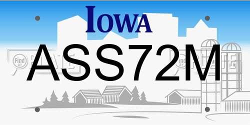 ASS72M Iowa License Plate