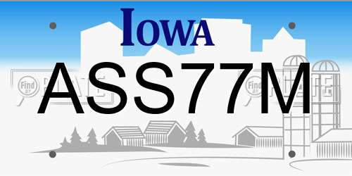 ASS77M Iowa License Plate