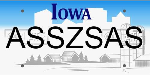ASSZSAS Iowa License Plate