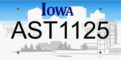AST1125 Iowa License Plate
