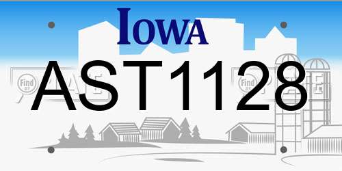 AST1128 Iowa License Plate