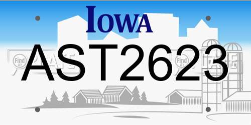 AST2623 Iowa License Plate