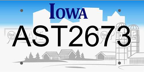 AST2673 Iowa License Plate